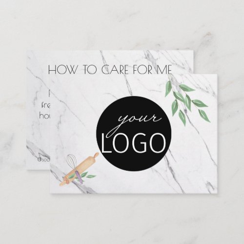 Marble Aftercare Baking Business Logo Food Storage Business Card