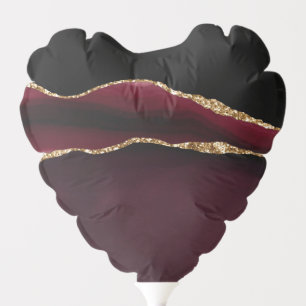 Marble Agate Chic Black Purple Gold Glitter Balloon