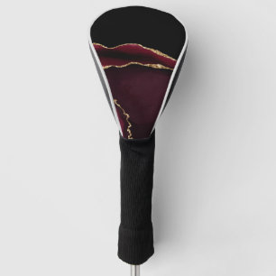 Marble Agate Chic Black Purple Gold Glitter Golf Head Cover