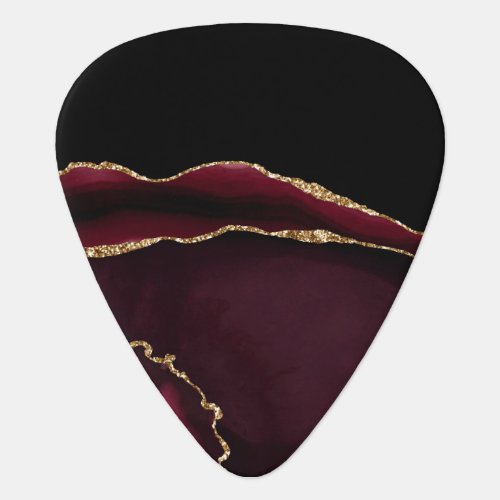 Marble Agate Chic Black Purple Gold Glitter Guitar Pick
