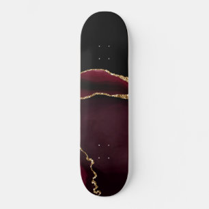 Marble Agate Chic Black Purple Gold Glitter Skateboard