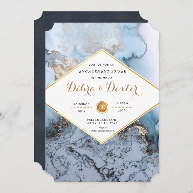 Marble Agate Engagement Invitation (Front/Back)