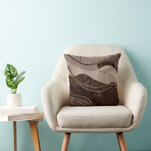 Marble Agate Gold Glam 4 - landscape Throw Pillow (Chair)