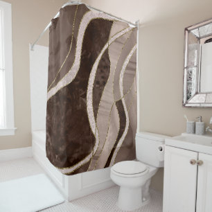 Marble Agate Gold Glam 5 Shower Curtain