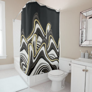MARBLE AGATE GOLD GLITTER GLAM SHOWER CURTAIN