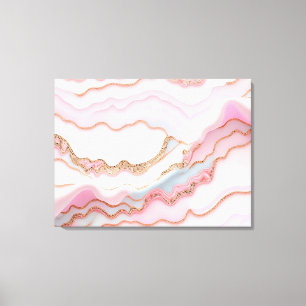Marble Agate Modern Blue Pink Gold Collection Canvas Print