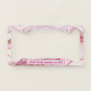 Marble Agate Modern Blue Pink Gold Collection License Plate Frame