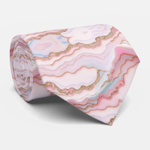 Marble Agate Modern Blue Pink Gold Collection Neck Tie