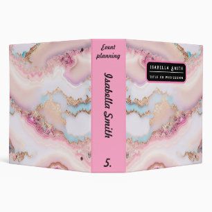 Marble Agate Popular Blue Pink Gold Collection 3 Ring Binder