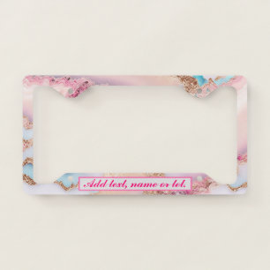 Marble Agate Popular Blue Pink Gold Collection License Plate Frame