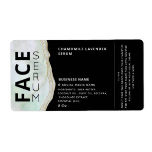 Marble agate professional black face serum label