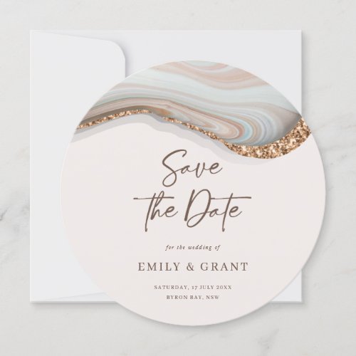 Marble Agate Save the Date Round Invitation