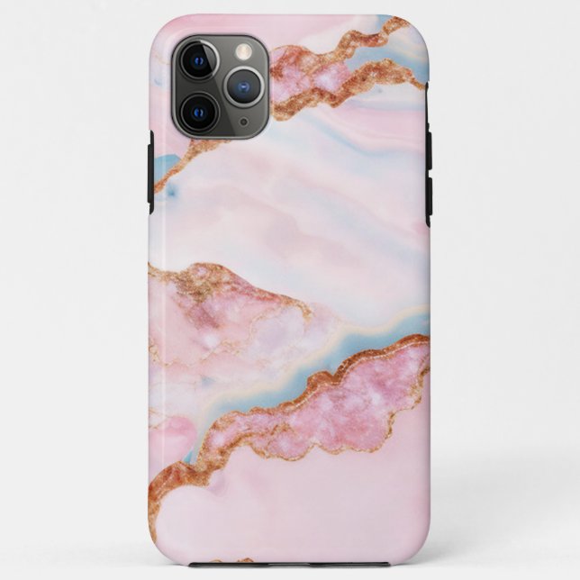 Marble Agate Trendy Blue Pink Gold Collection Case-Mate iPhone Case (Back)