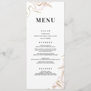 Marble Agate Wedding Menu Pink and Gold