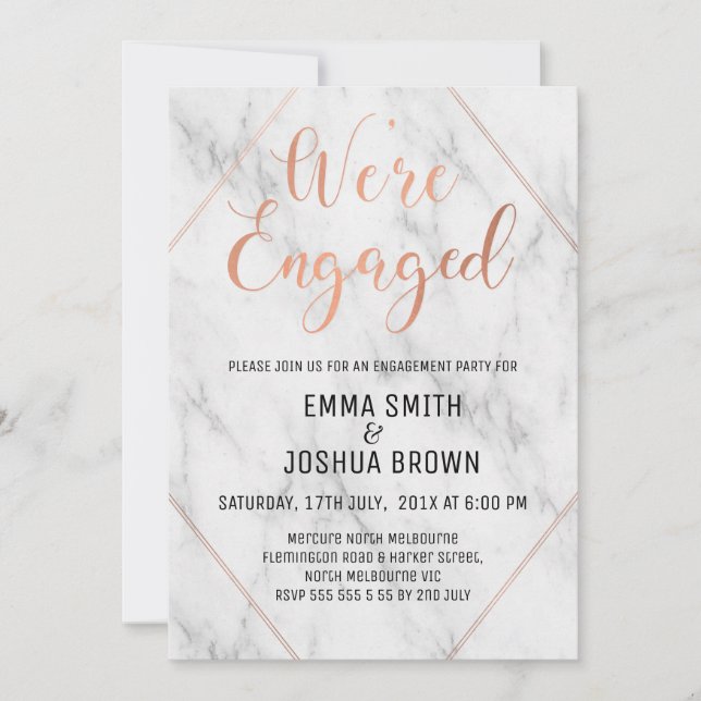 Marble and Calligraphy Engagement Invitation (Front)
