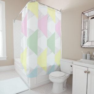 Marble and colorful triangles shower curtain
