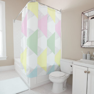 Marble and colorful triangles shower curtain