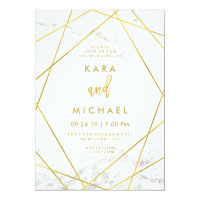 Marble and Faux Gold Geometric Wedding Invite