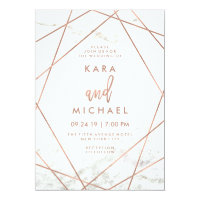 Marble and Faux Rose Gold Geometric Wedding Invite