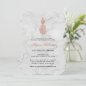 Marble and Faux Rose Gold Pineapple Bridal Shower Invitation (Standing Front)