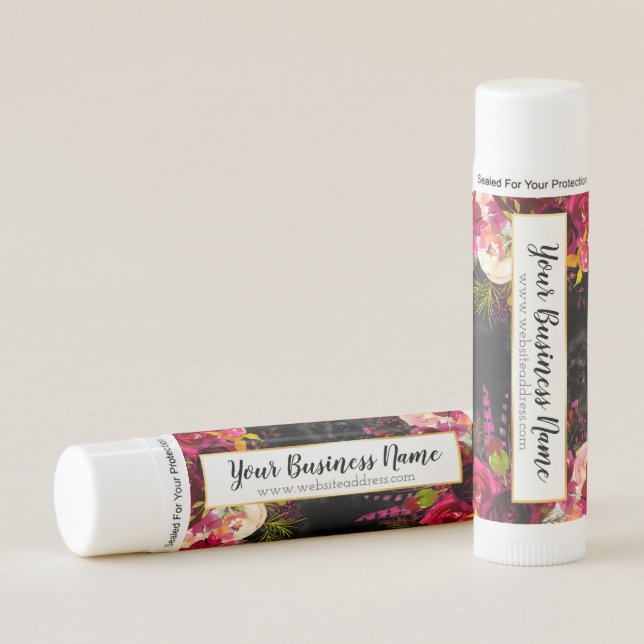 Marble And Floral Beauty Business Promotional Lip Balm (Front)