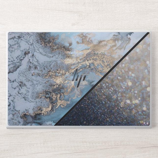 Marble and Glitter HP Laptop Skin (Front)