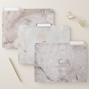 Marble and Glitter Modern Monogram File Folder