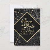 Marble and Gold Art Deco Geometric Save the Date Invitation (Front)