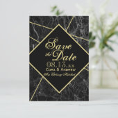 Marble and Gold Art Deco Geometric Save the Date Invitation (Standing Front)