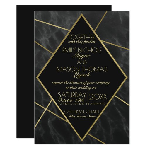 Stylish Glam Gold & Black Art Deco Invitations