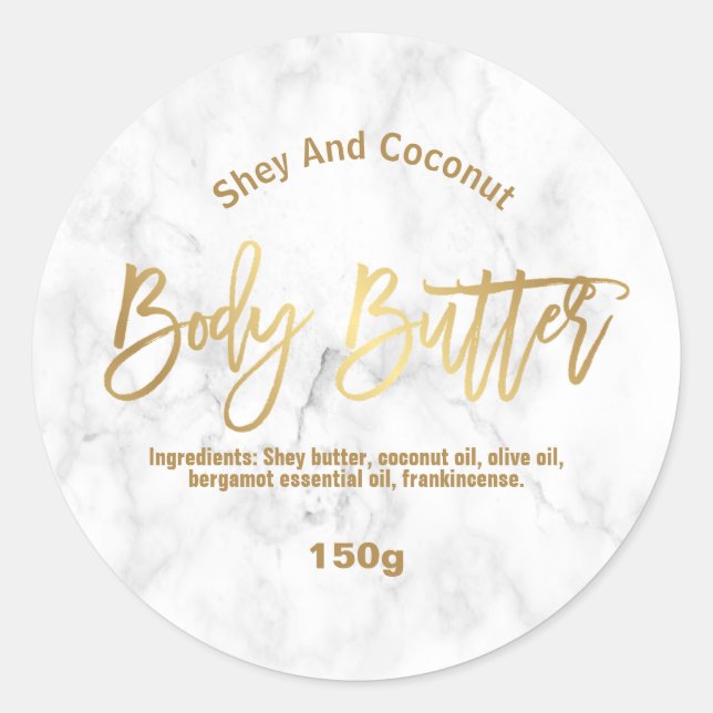 Marble And Gold Body Butter Labels (Front)