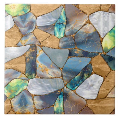 Marble and gold cells _ ocean ceramic tile