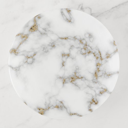 Marble and gold effect trinket tray