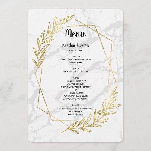 Marble And Gold Effect Wedding Menu