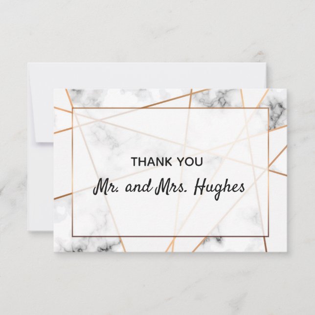 Marble and gold elegant wedding  thank you card (Front)