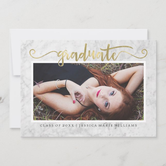 Marble and Gold Graduation Invitations (Front)