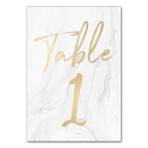 Marble and Gold Script  Table Number Card 1