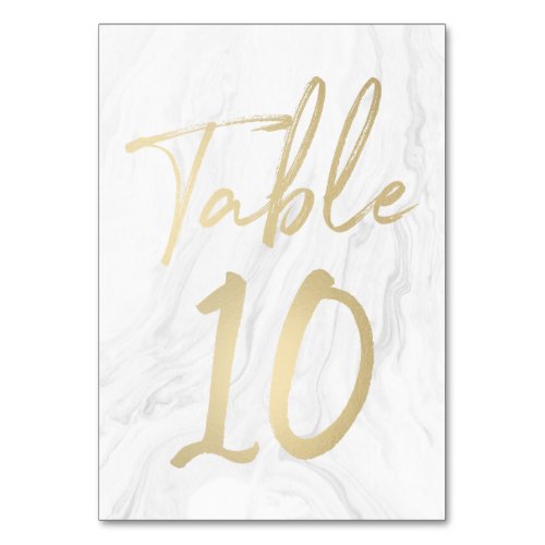 Marble and Gold Script  Table Number Card 10