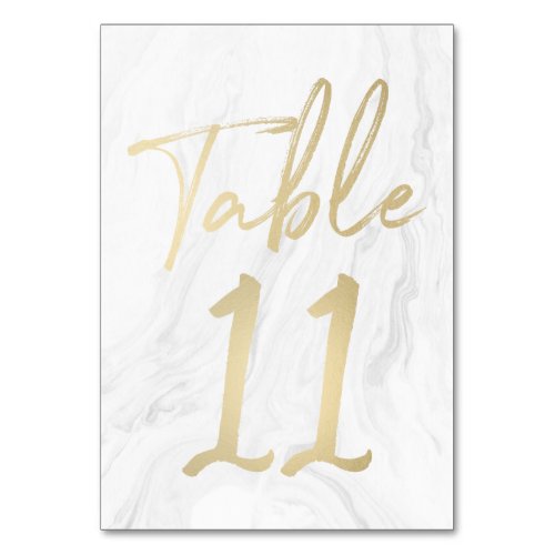 Marble and Gold Script  Table Number Card 11