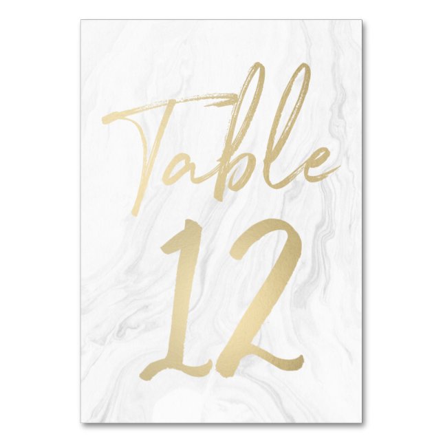 Marble and Gold Script | Table Number Card 12 (Front)