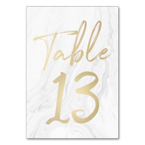 Marble and Gold Script  Table Number Card 13