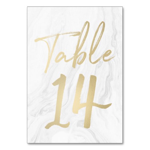 Marble and Gold Script  Table Number Card 14