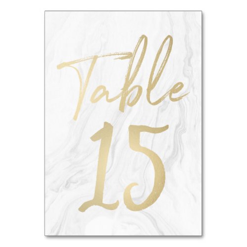 Marble and Gold Script  Table Number Card 15