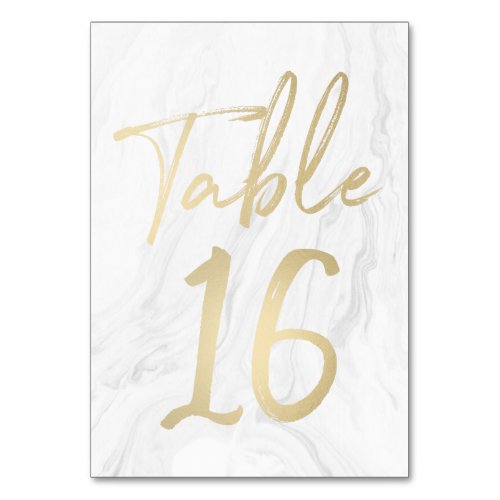 Marble and Gold Script  Table Number Card 16