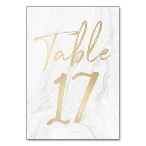 Marble and Gold Script  Table Number Card 17