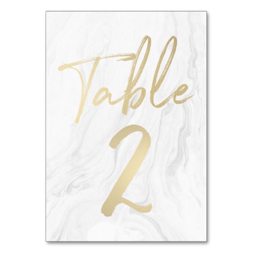 Marble and Gold Script  Table Number Card 2