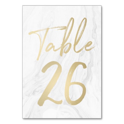 Marble and Gold Script  Table Number Card 26