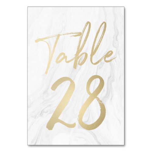 Marble and Gold Script  Table Number Card 28