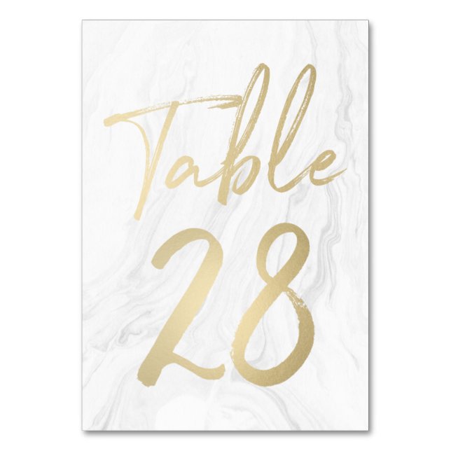 Marble and Gold Script | Table Number Card 28 (Front)