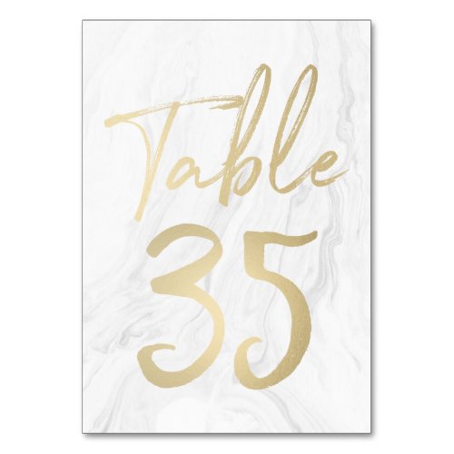 Marble and Gold Script  Table Number Card 35